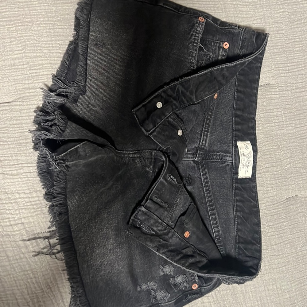 Free people black denim shorts